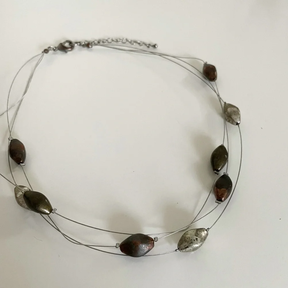 Mixed Metal Stone Layered Necklace